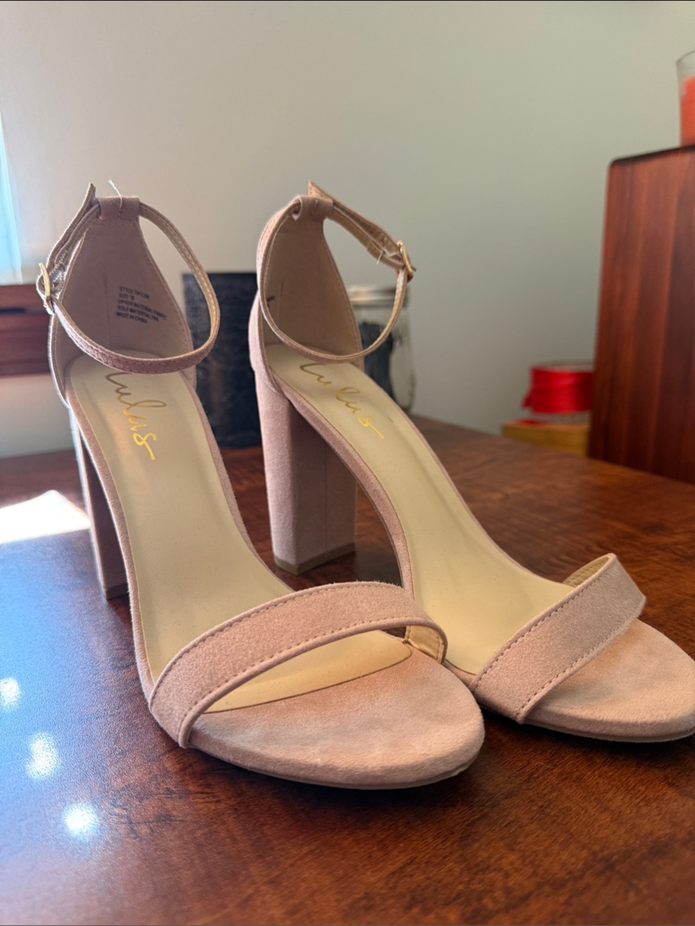 Lulu's Blush Pink Suede Block Heel Ankle-Strap Sandals